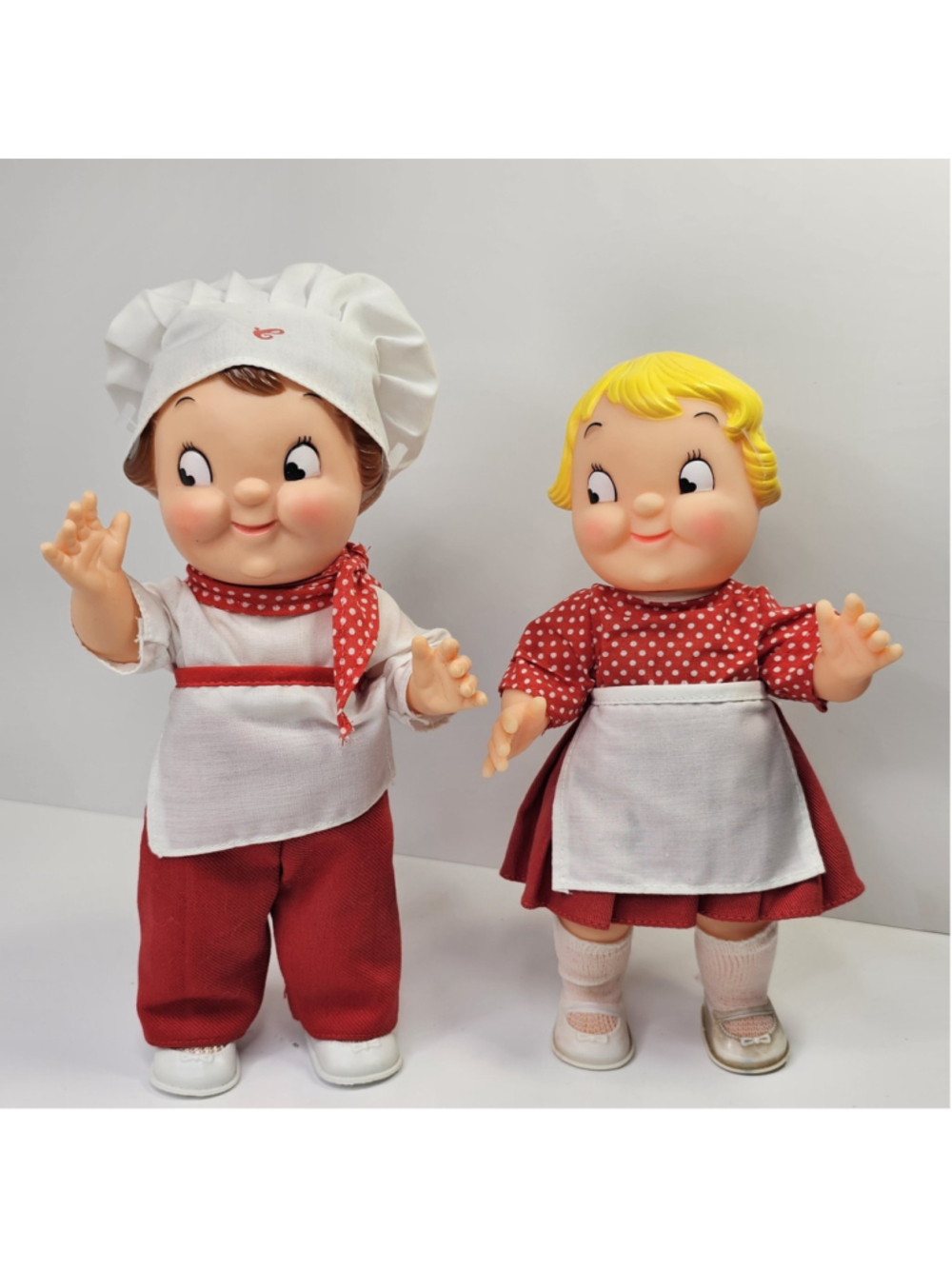 Vintage 1960s Campbell’s Soup Kids Advertising Dolls Pair Poseable Chef Girl
